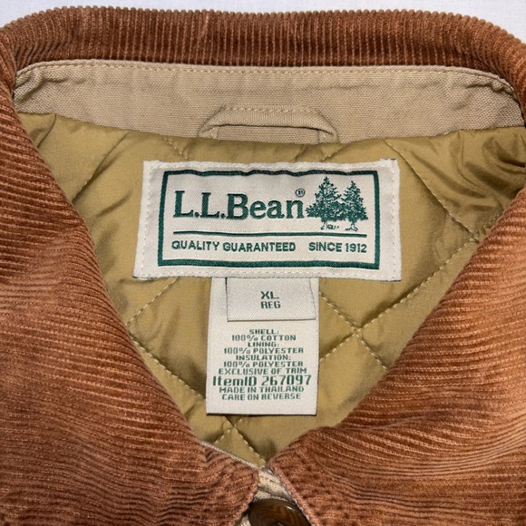 LL Bean Womens XL Barn Coat Tan Cotton Canvas Quilted Thinsulate Jacket 267097 - Picture 2 of 8